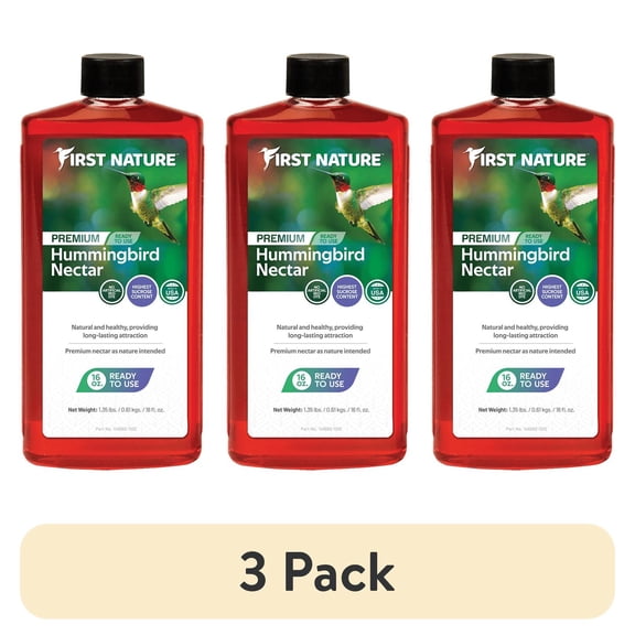 (3 pack) First Nature 16 oz. Ready-to-Use Premium Hummingbird Nectar, Red, Natural & Healthy