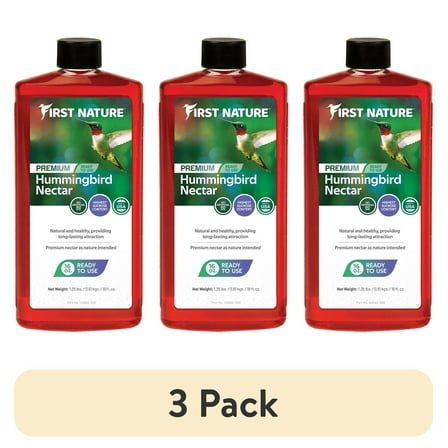 (3 pack) First Nature 16 oz. Ready-to-Use Premium Hummingbird Nectar, Red, Natural & Healthy