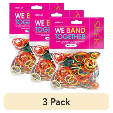(3 pack) Firstline Sleek Assorted Rubber Bands, 500 pack