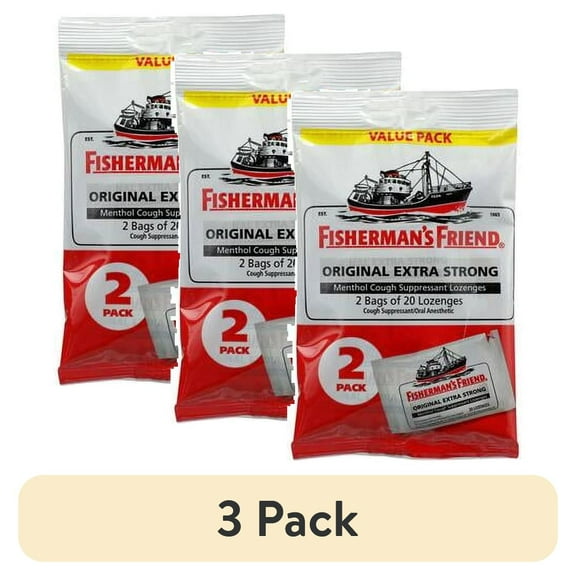 (3 pack) Fisherman's Friend Extra Strong Menthol Cough Suppressant Lozenges, 40 Ct