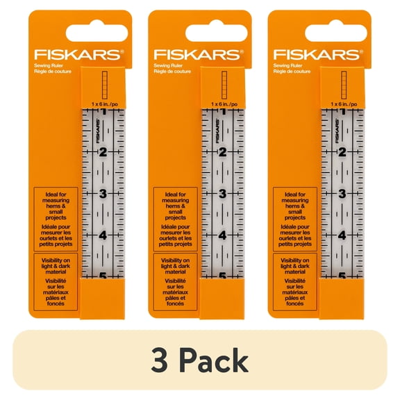 (3 pack) Fiskars Acrylic Sewing and Quilting Ruler with Gridlines, 1" by 6", Clear, 1 Count
