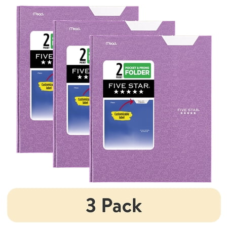 (3 pack) Five Star Pocket and Prong Paper Folder, Amethyst Purple