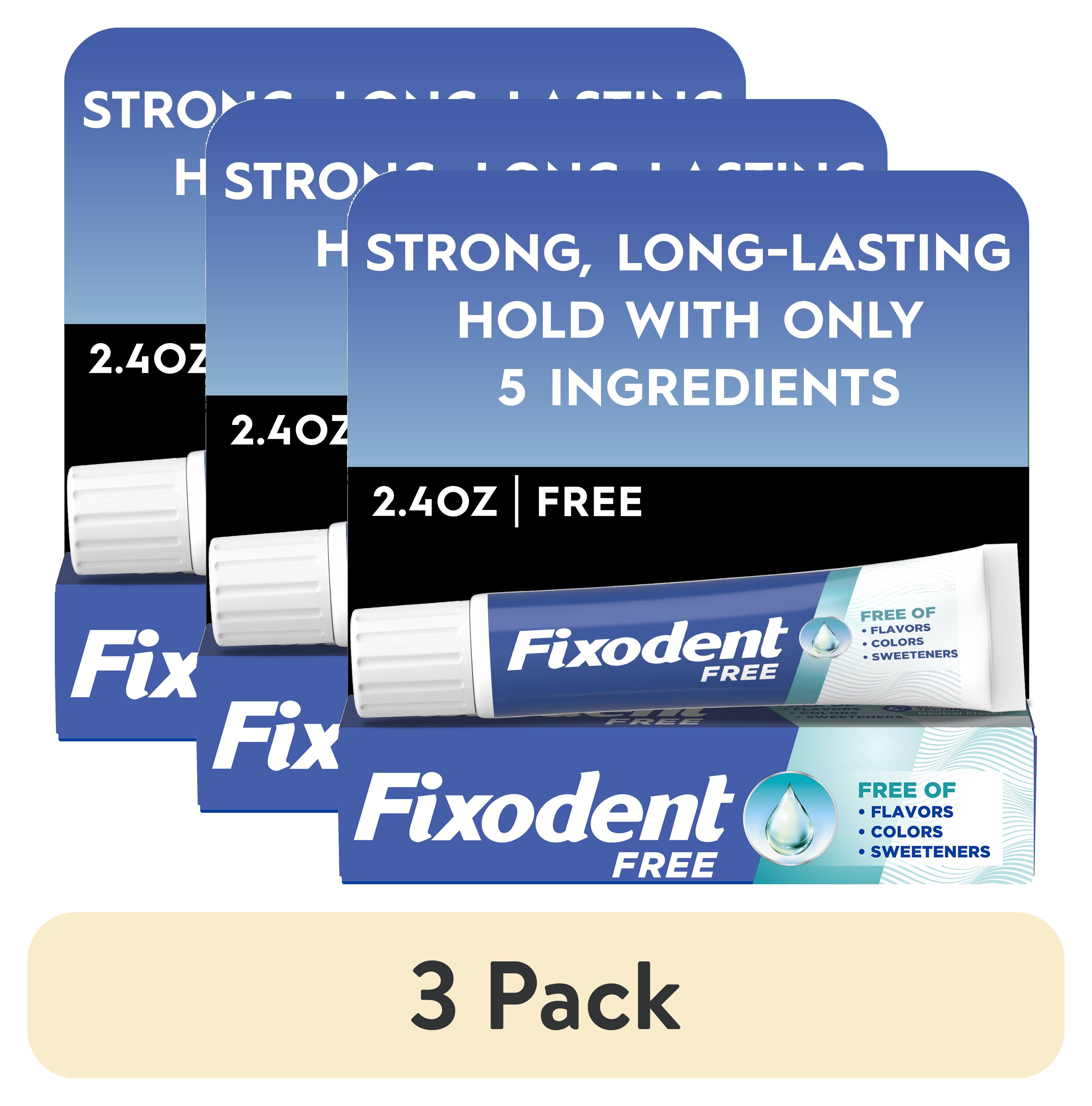 (3 pack) Fixodent Complete Free Denture Adhesive Cream, 2.4 oz