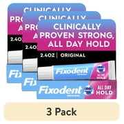 3 pack Fixodent Denture Adhesive Cream Original, All Day Hold for Fulls and Partials, 2.4 oz