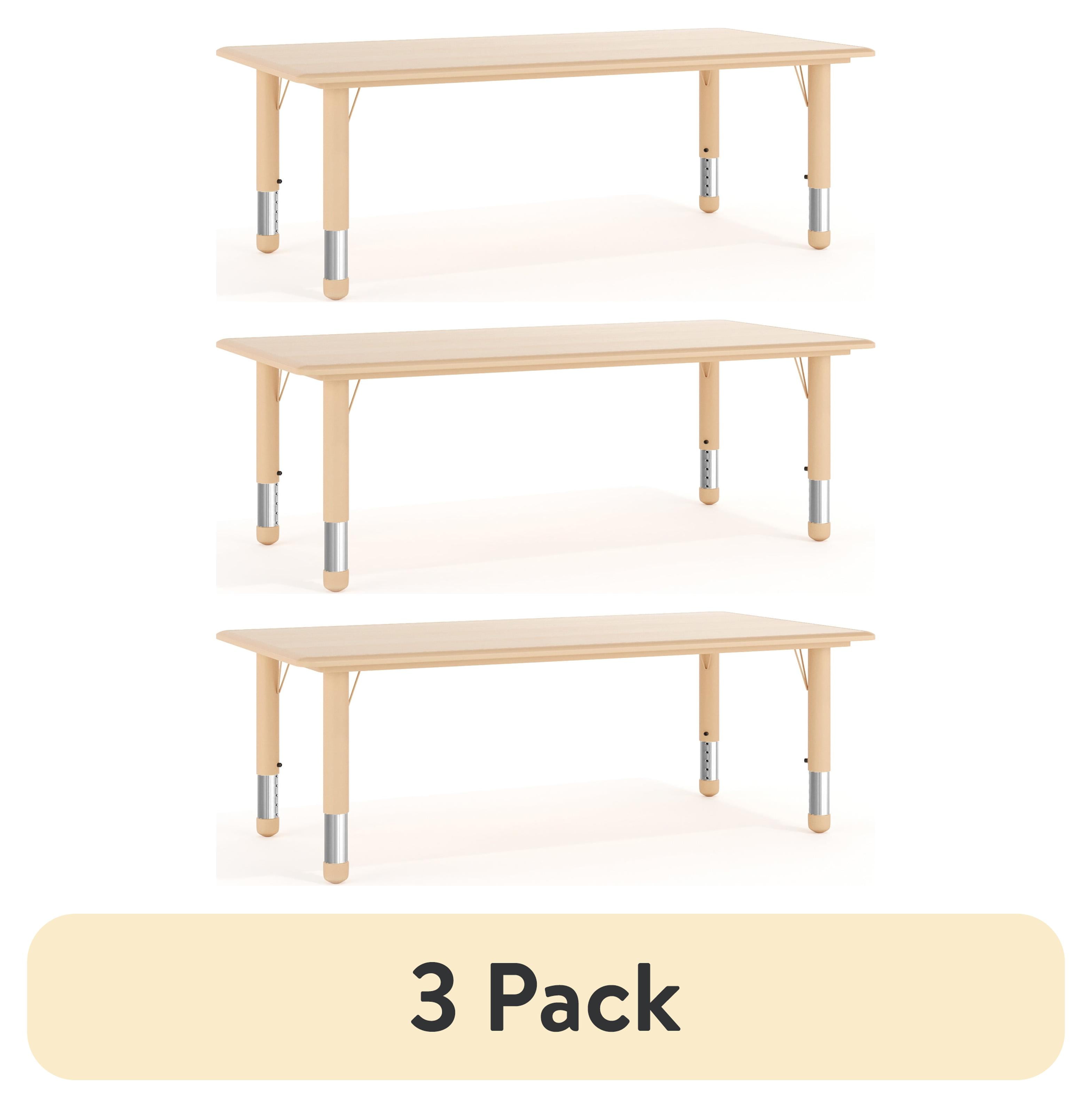 (3 pack) Flash Furniture Wren Rectangular Adjustable Classroom Activity Table for Kids, Natural