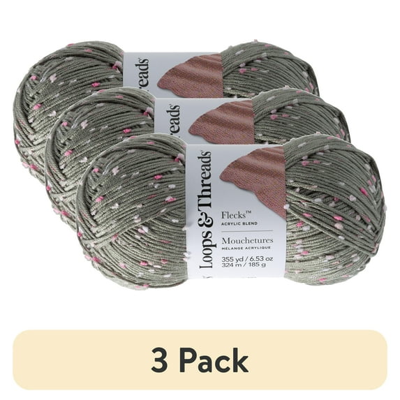 (3 pack) Flecks Yarn by Loops & Threads - Yarn for Knitting - Crochet - Weaving - and Arts & Crafts - Multi - Acrylic Blend - 6.53 oz