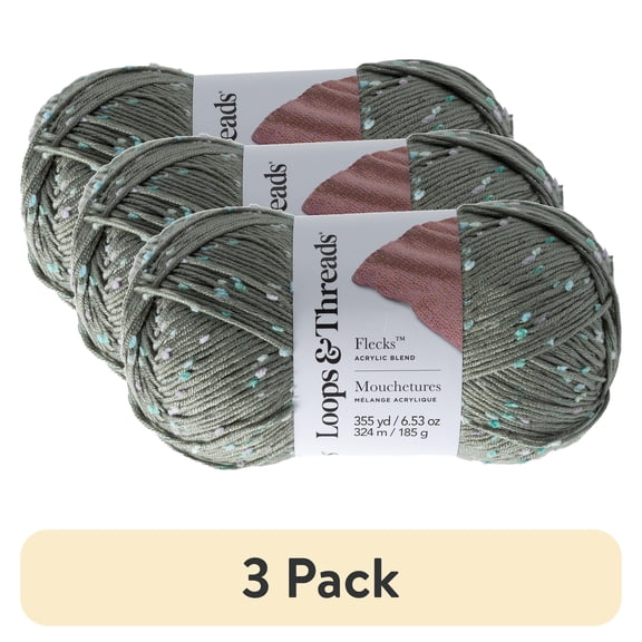 (3 pack) Flecks Yarn by Loops & Threads - Yarn for Knitting - Crochet - Weaving - and Arts & Crafts - Multi - Acrylic Blend - 6.53 oz