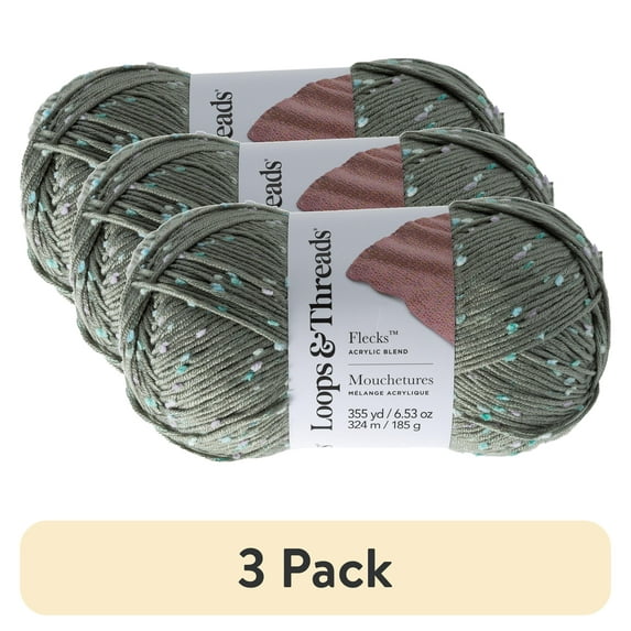 (3 pack) Flecks Yarn by Loops & Threads - Yarn for Knitting - Crochet - Weaving - and Arts & Crafts - Multi - Acrylic Blend - 6.53 oz