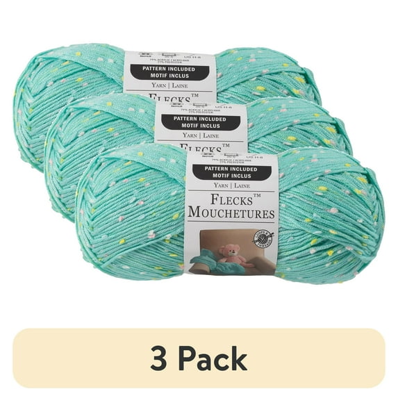 (3 pack) Flecks Yarn by Loops & Threads - Yarn for Knitting - Crochet - Weaving - and Arts & Crafts - Seafoam - Acrylic Blend - 6.53 oz