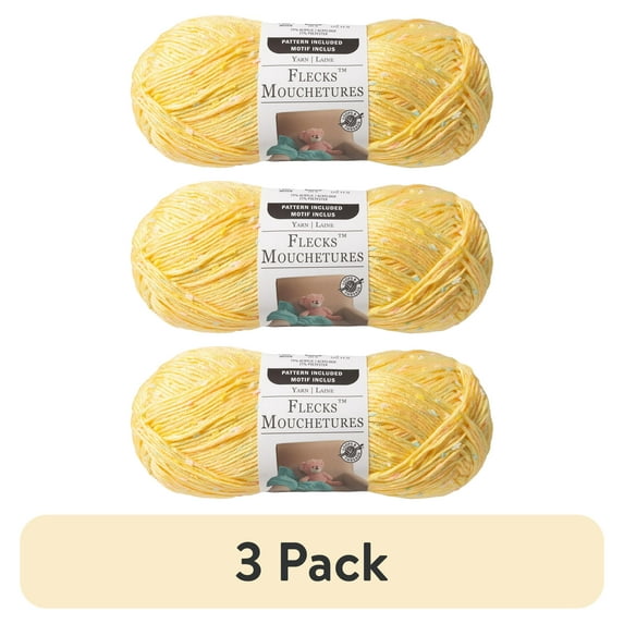 (3 pack) Flecks Yarn by Loops & Threads - Yarn for Knitting - Crochet - Weaving - and Arts & Crafts - Yellow - Acrylic Blend - 6.53 oz