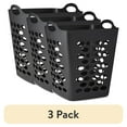 thumbnail image 1 of 3-Pack Flex Square Laundry Hampers - Foldable Collapsible Clothes Baskets with Handles - Space-Saving Storage for Bedroom, Closet or Dorm - Breathable Mesh Fabric - Black, 1 of 6