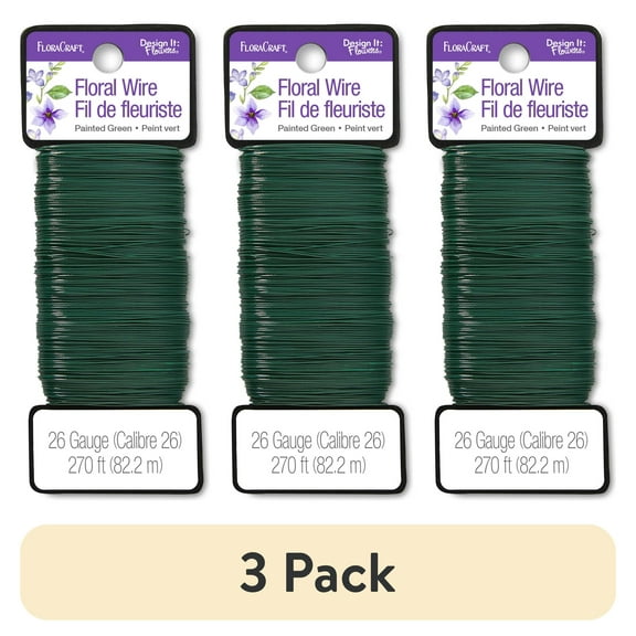 (3 pack) FloraCraft 26 Gauge Floral Wire, 270 ft, Green, Metal, 1 Piece