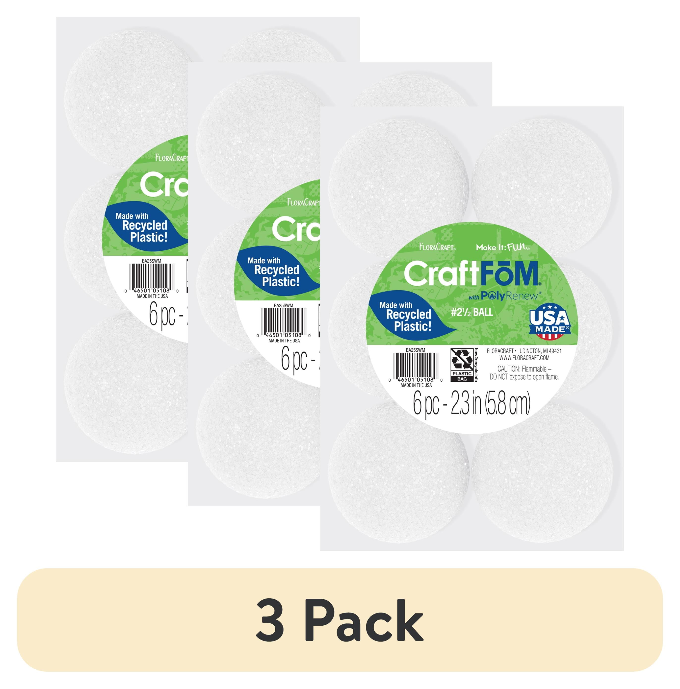 (3 pack) FloraCraft CraftFōM 6 Piece Ball 2.3 Inch White