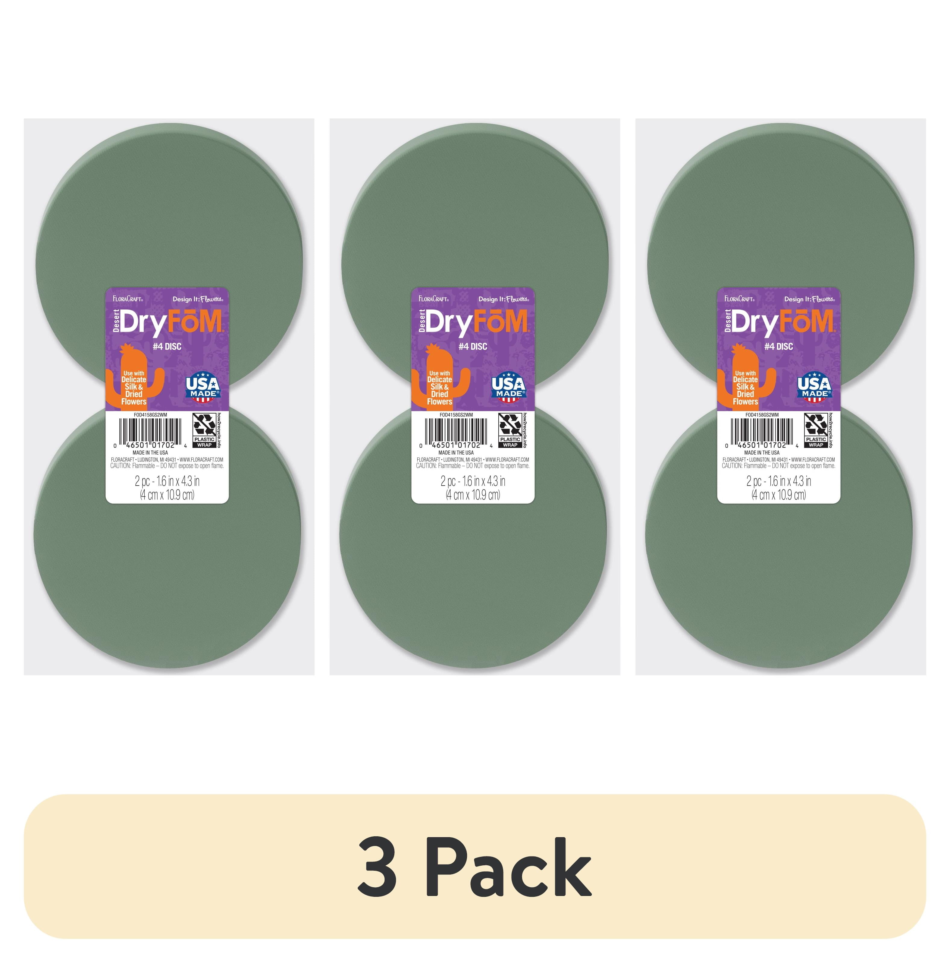 (3 pack) FloraCraft Floral Desert DryFōM 2 Piece Disc 1.6 Inch x 4.3 Inch Green