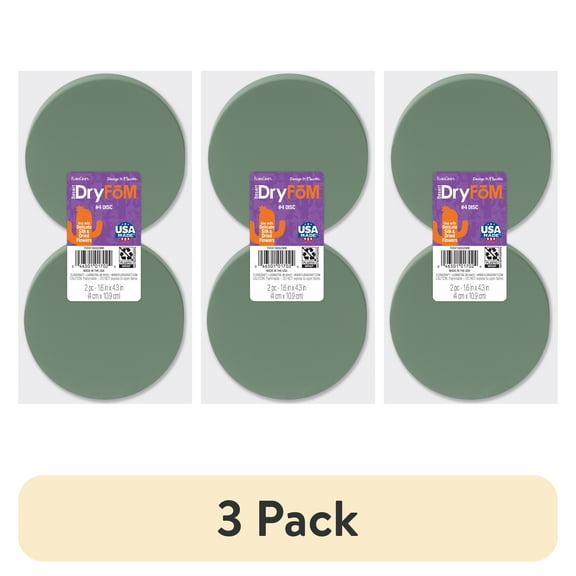 (3 pack) FloraCraft Floral Desert DryFōM 2 Piece Disc 1.6 inch x 4.3 inch Green