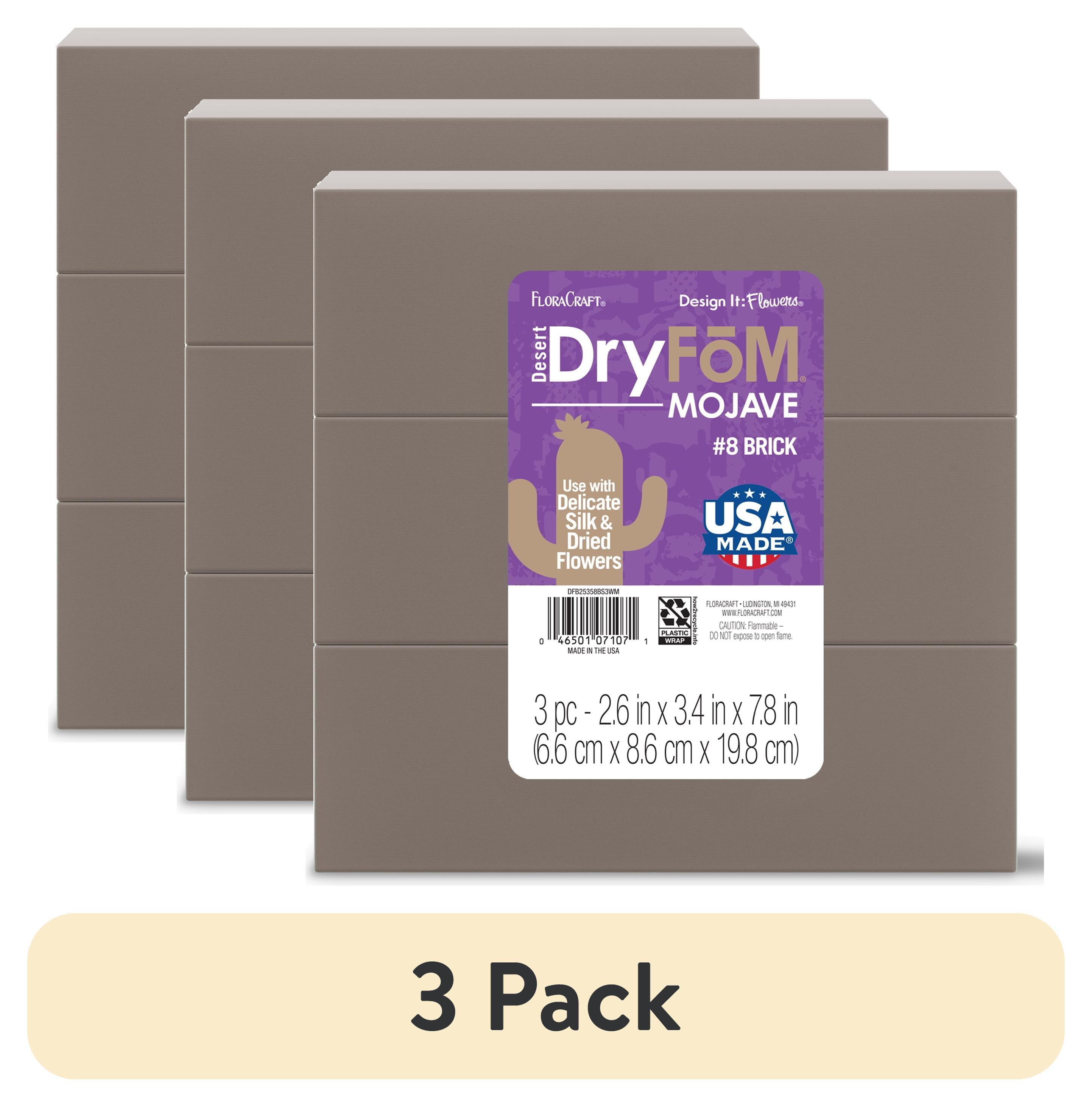 (3 pack) FloraCraft Floral Desert DryFōM 3 Piece Brick 2.6 x 3.4 x 7.8 inch Brown