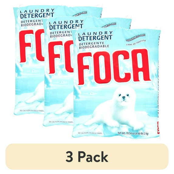 (3 pack) Foca Laundry Detergent, Household Use, All Ages, Biodegradable & Phosphate-Free, Powder Detergent with Anionic Surfactant 70.54 oz