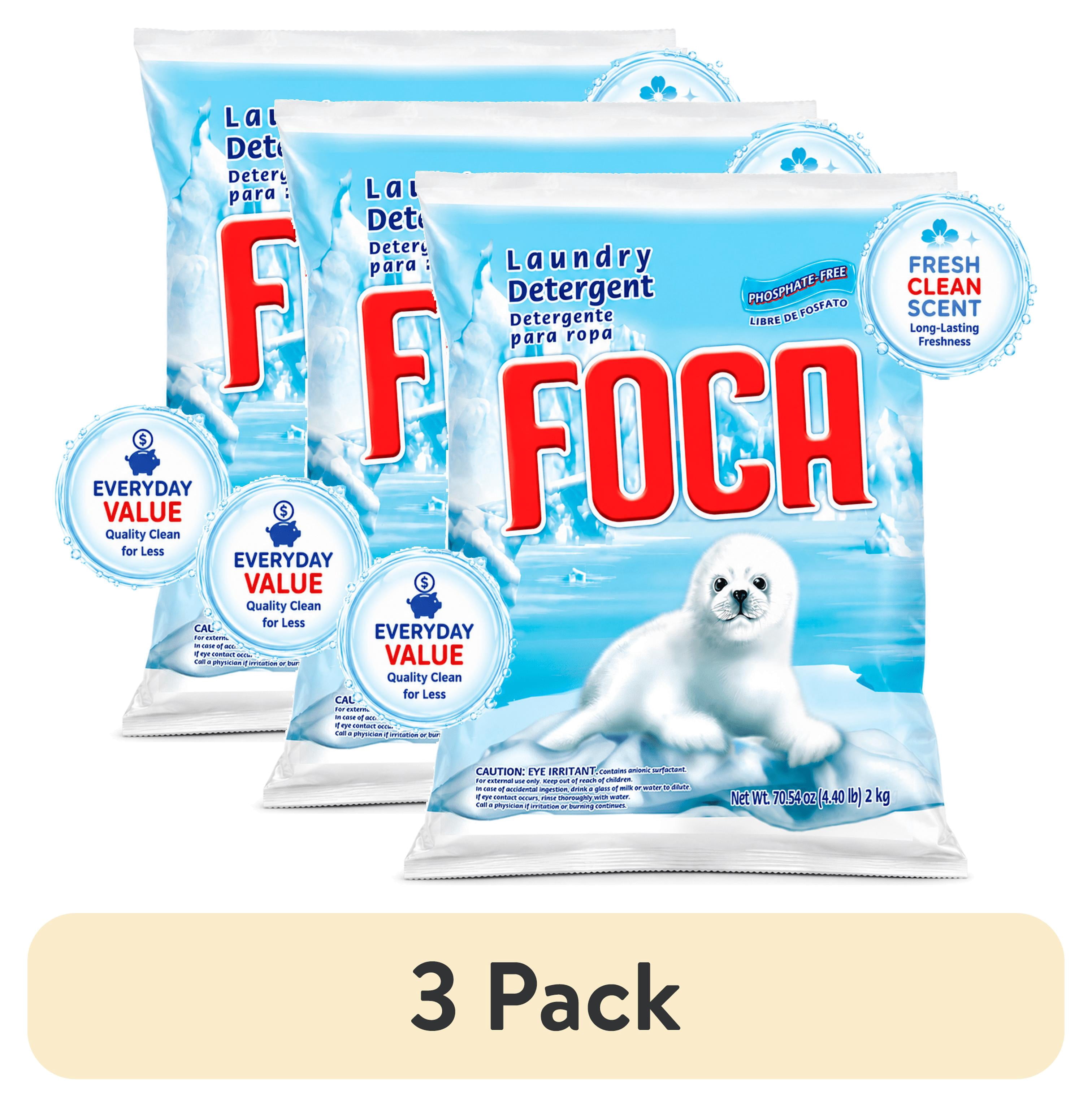 (3 pack) Foca Laundry Detergent, Household Use, All Ages, Biodegradable & Phosphate-Free, Powder Detergent with Anionic Surfactant 70.54 oz