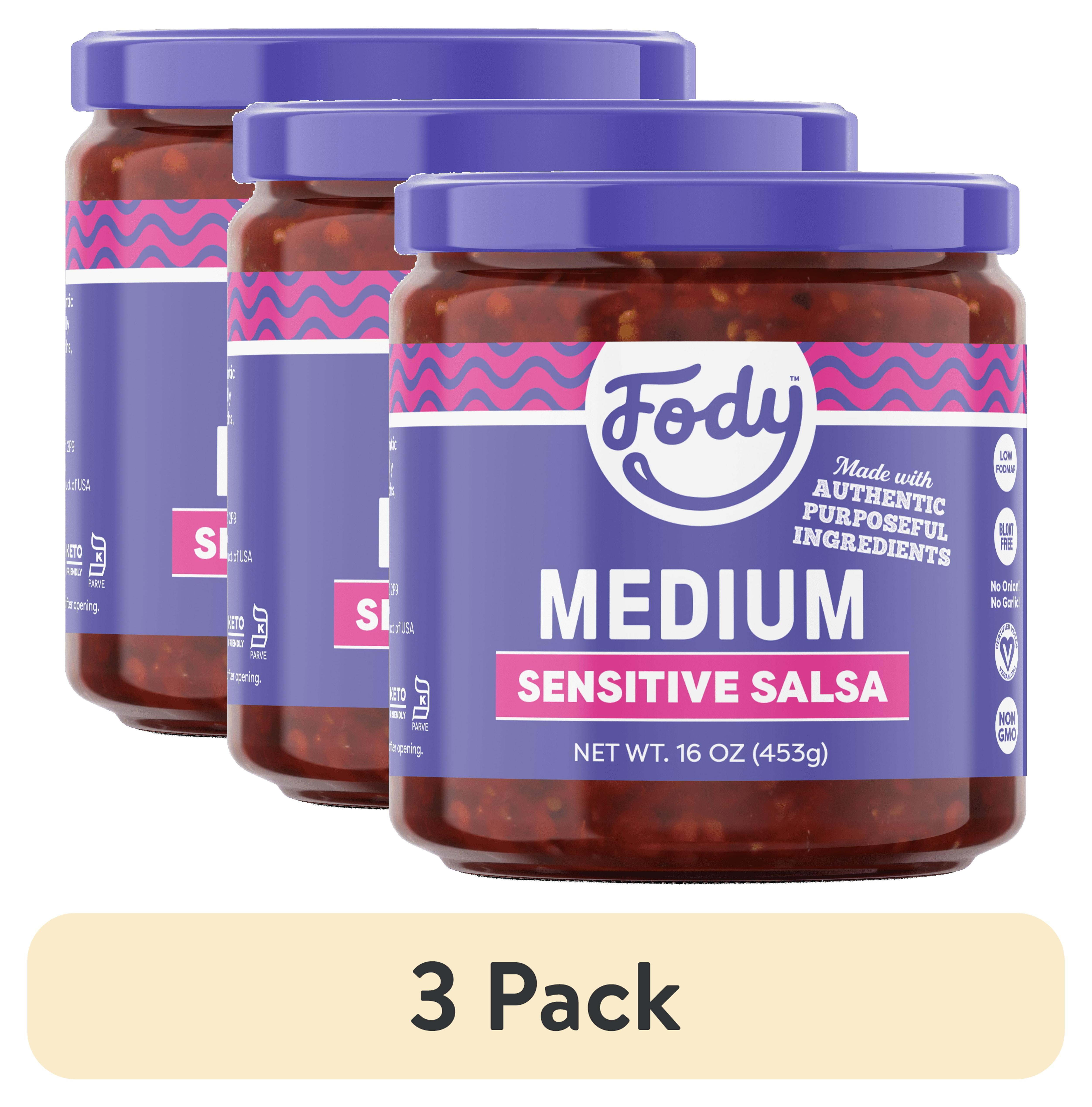 (3 pack) Fody Foods Gluten-Free Medium Salsa, Shelf-Stable, 16oz Jar