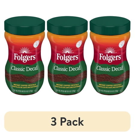 (3 pack) Folgers Classic Decaf Instant Coffee, 8 oz Jar