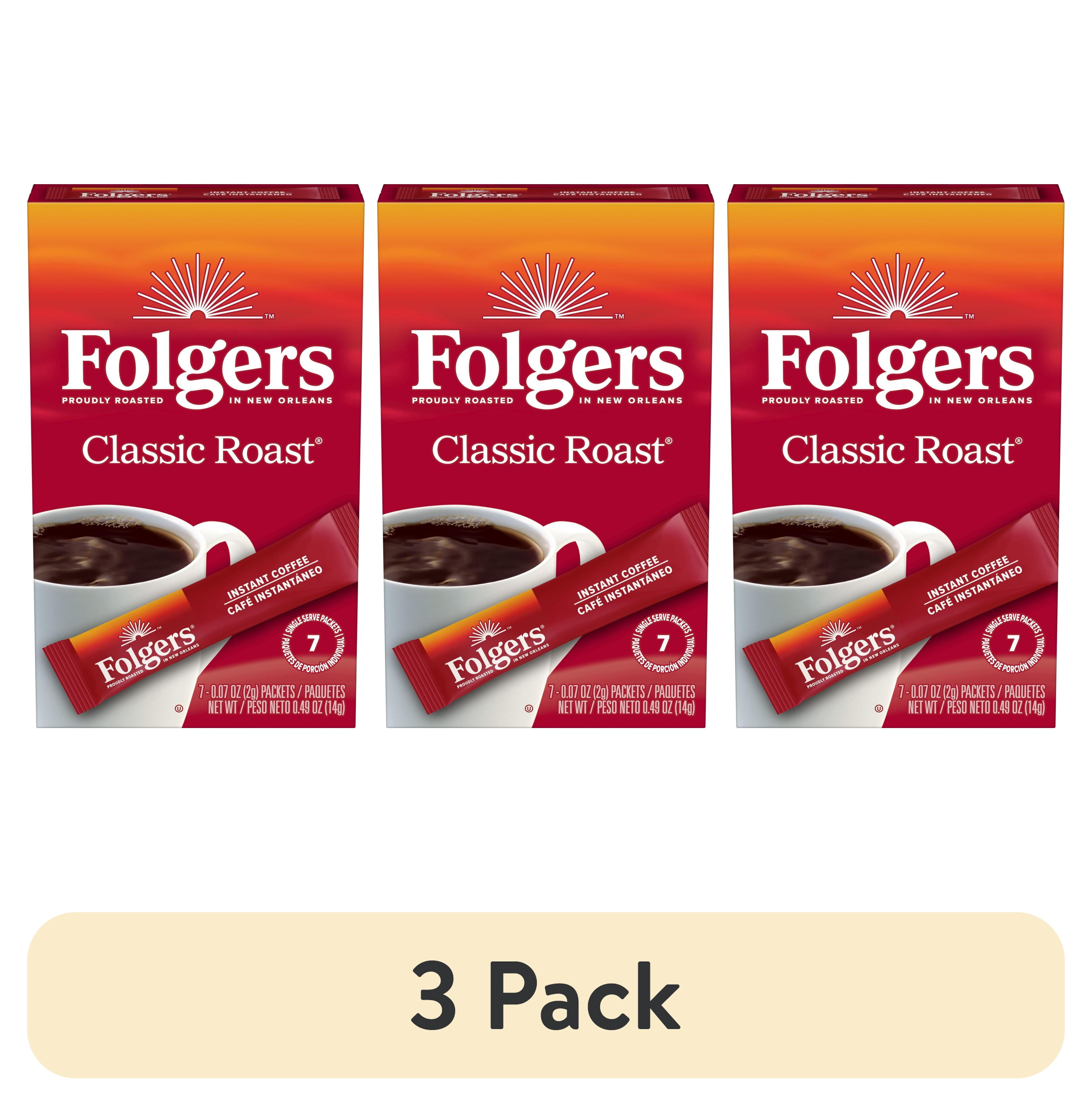 (3 pack) Folgers Classic Roast Instant Coffee, Single Serve Packets