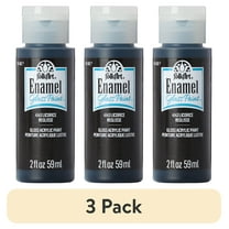 (3 pack) FolkArt Enamel Acrylic Craft Paint, Gloss Finish, Licorice, 2 fl oz