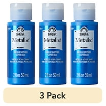 (3 pack) FolkArt Metallic Acrylic Craft Paint, Metallic Finish, Blue Sapphire, 2 fl oz