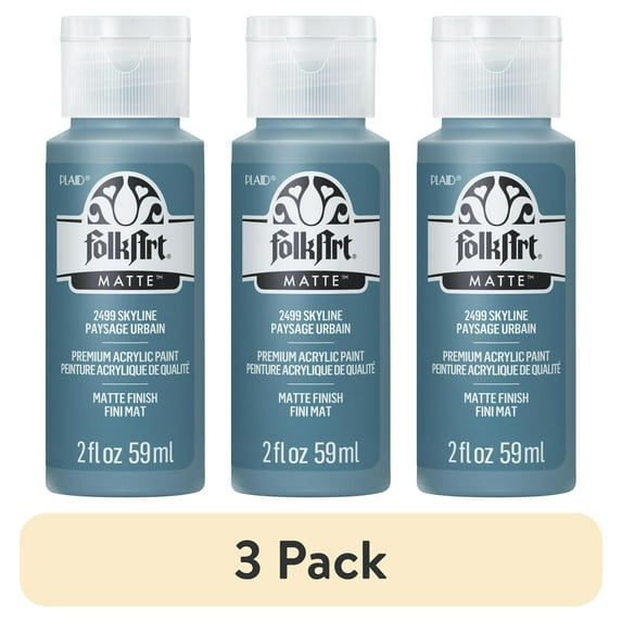 (3 pack) FolkArt Acrylic Craft Paint, Matte Finish, Skyline, 2 fl oz