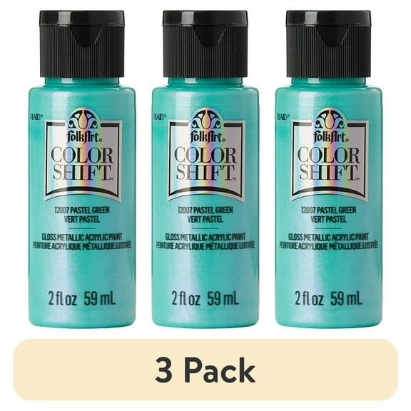 (3 pack) FolkArt Color Shift Acrylic Craft Paint, Gloss Finish, Pastel Green, 2 fl oz