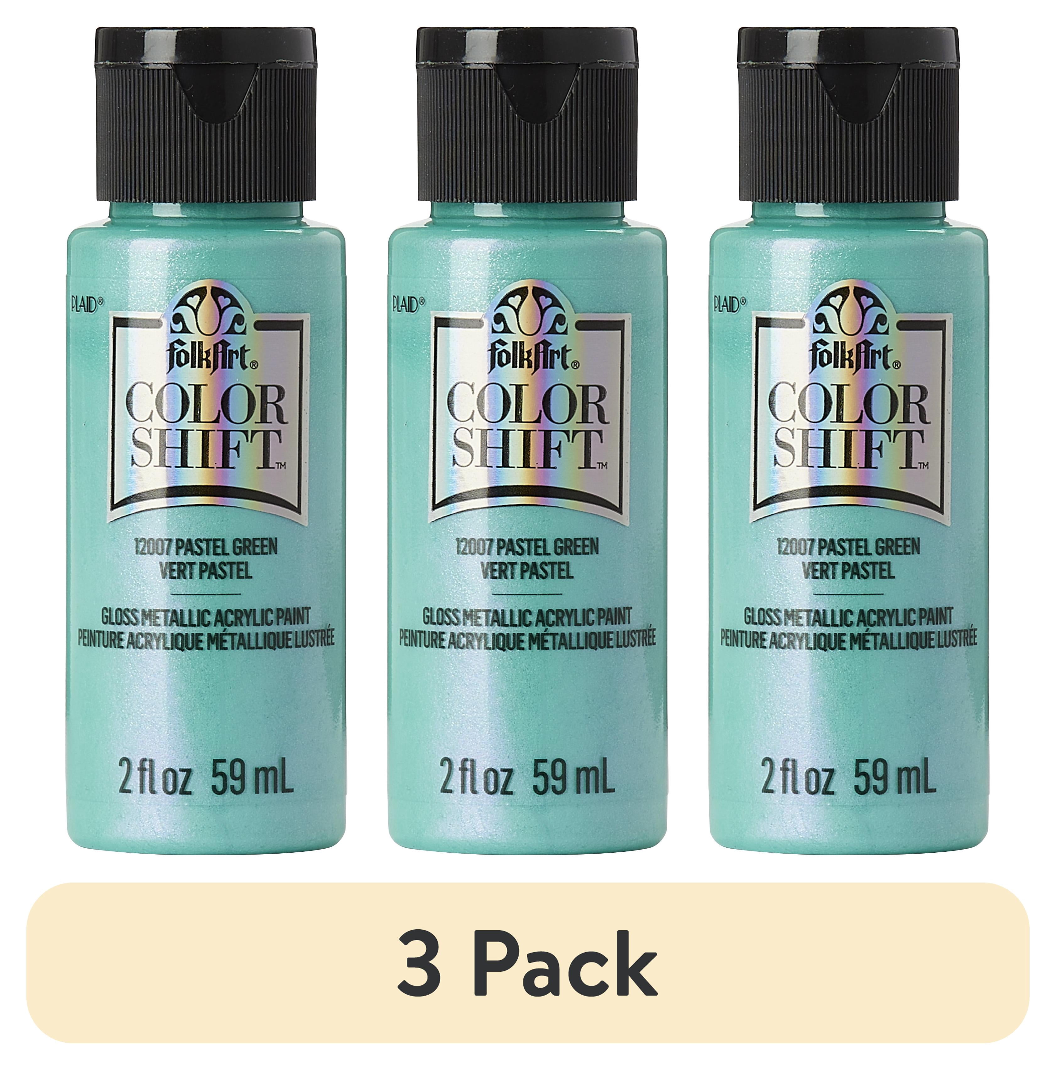 (3 pack) FolkArt Color Shift Acrylic Craft Paint, Gloss Finish, Pastel Green, 2 fl oz