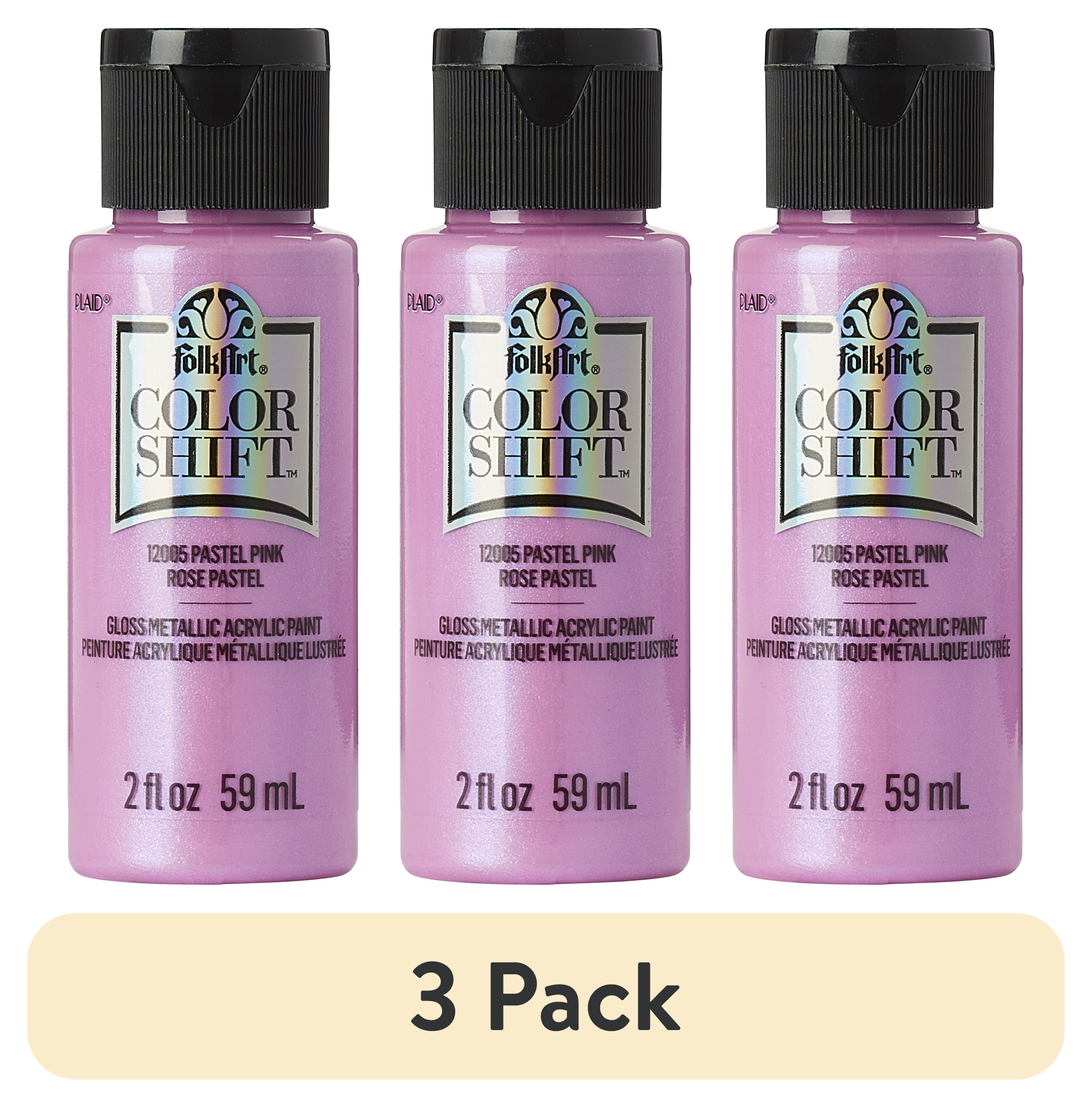 (3 pack) FolkArt Color Shift Acrylic Craft Paint, Gloss Finish, Pastel Pink, 2 fl oz