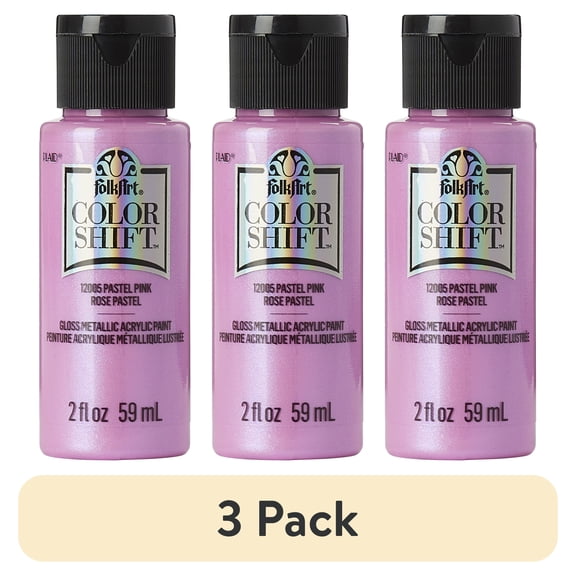 (3 pack) FolkArt Color Shift Acrylic Craft Paint, Gloss Finish, Pastel Pink, 2 fl oz