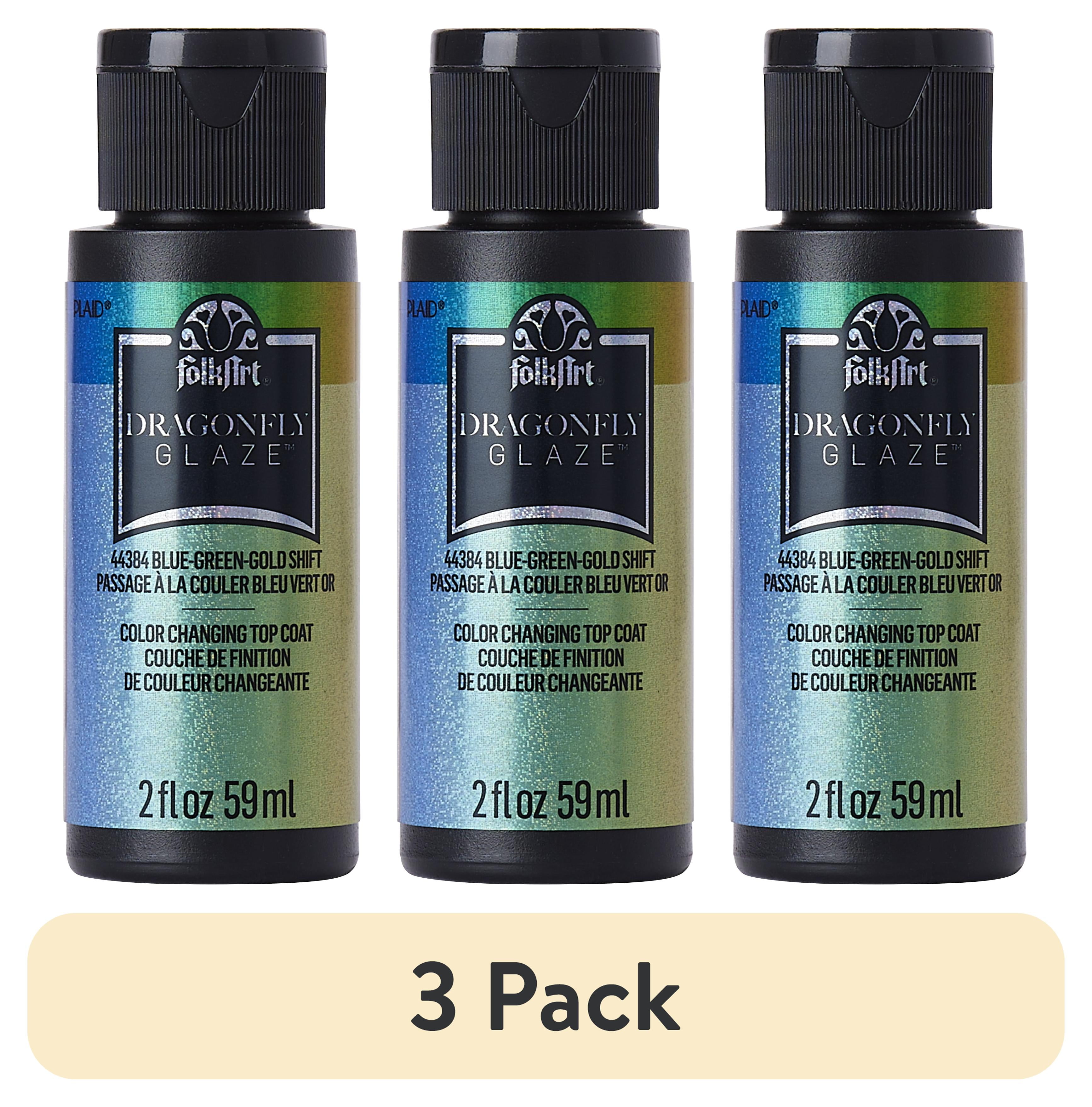 (3 pack) FolkArt Dragonfly Glaze Color Changing Top Coat, Blue-Green ...