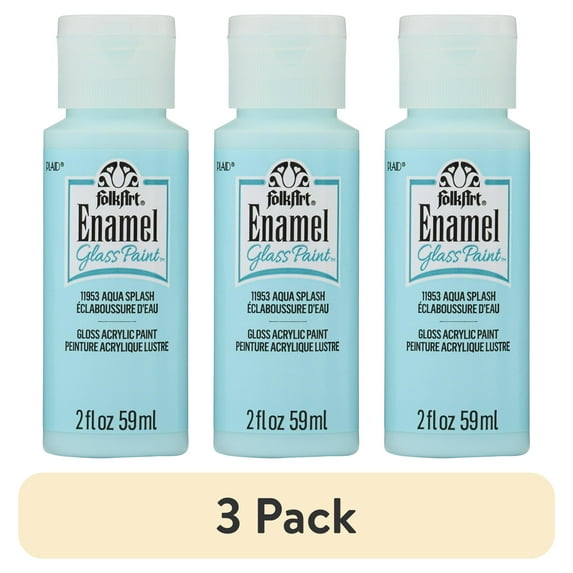 (3 pack) FolkArt Enamel Acrylic Craft Paint, Gloss Finish, Aqua Splash, 2 fl oz