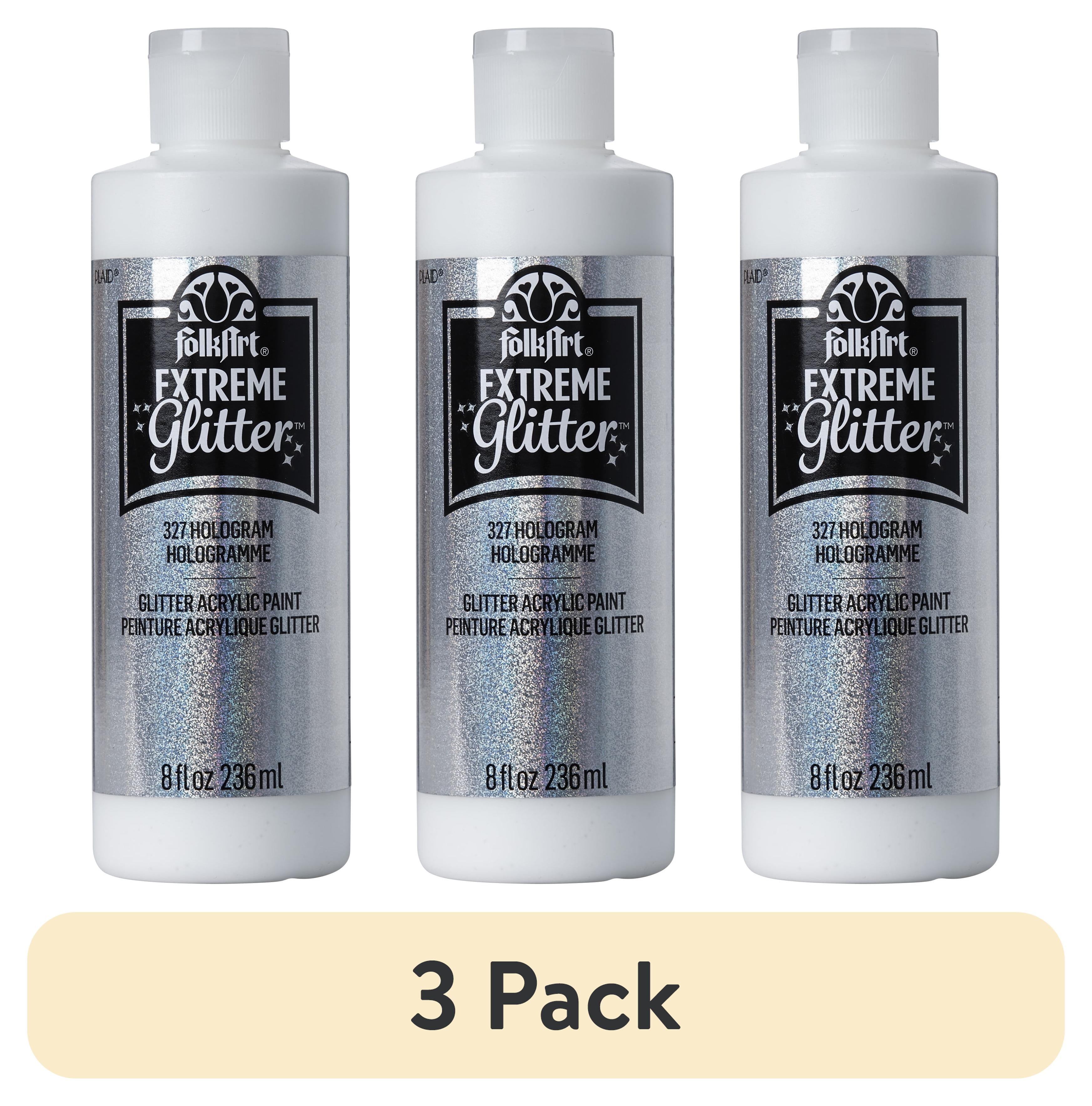 (3 pack) FolkArt Extreme Glitter Acrylic Paint, Hologram, 8 fl oz