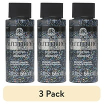 (3 pack) FolkArt 5995E Glitterific Acrylic Craft Paint, Glitter Finish, Black Opal, 2 fl oz