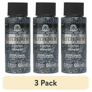 3 pack FolkArt Glitterific Acrylic Craft Paint, Glitter Finish, Black Opal, 2 fl oz