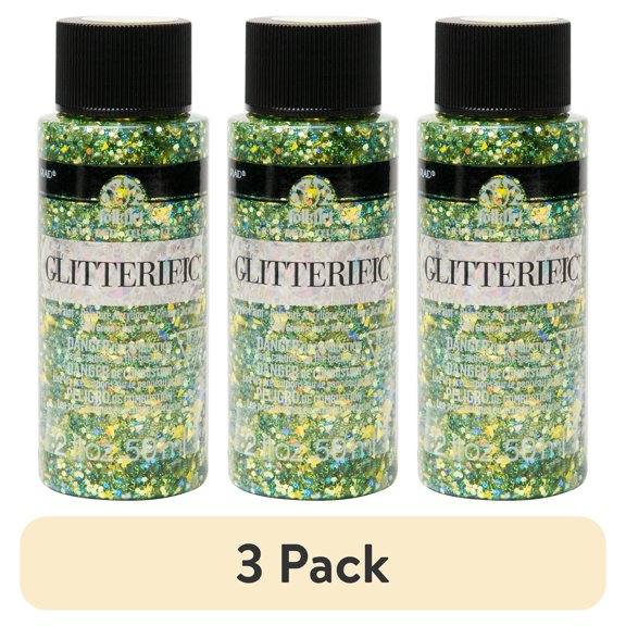 (3 pack) FolkArt Glitterific Glitter Paint 2oz-Green