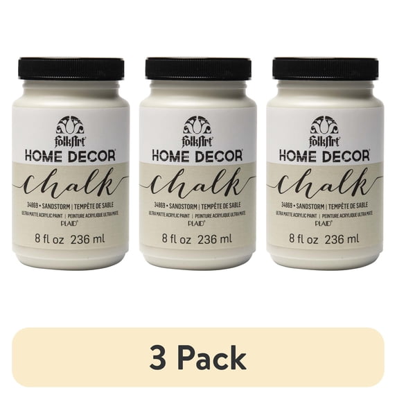 (3 pack) FolkArt Home Décor Chalk Acrylic Craft Paint, Sandstorm, Ultra Matte Finish, 8 fl oz