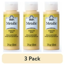 (3 pack) FolkArt 676E Metallic Acrylic Craft Paint, Metallic Finish, Inca Gold, 2 fl oz
