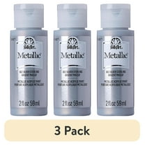 (3 pack) FolkArt Metallic Acrylic Craft Paint, Metallic Finish, Silver Sterling, 2 fl oz