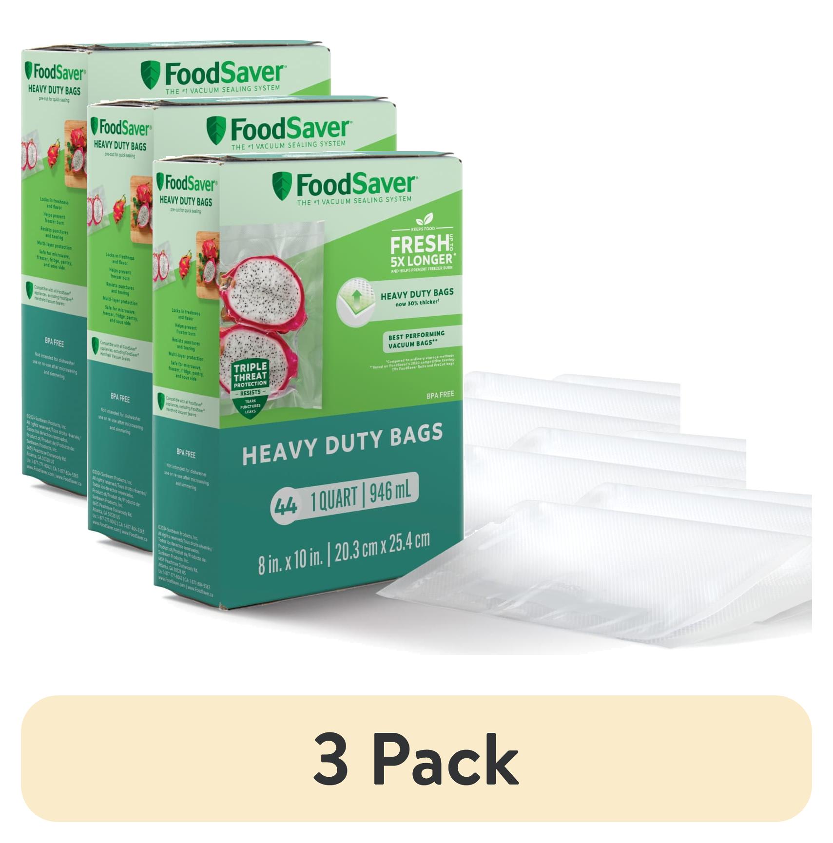 (3 pack) FoodSaver Heavy Duty Vacuum Seal Bags, 1 Quart, 44 Count