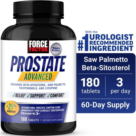 (3 pack) Force Factor Prostate Advanced, Prostate Supplement for Men with Saw Palmetto, Beta Sitosterol & Pygeum for Bladder & Urinary Relief, 180 Tablets