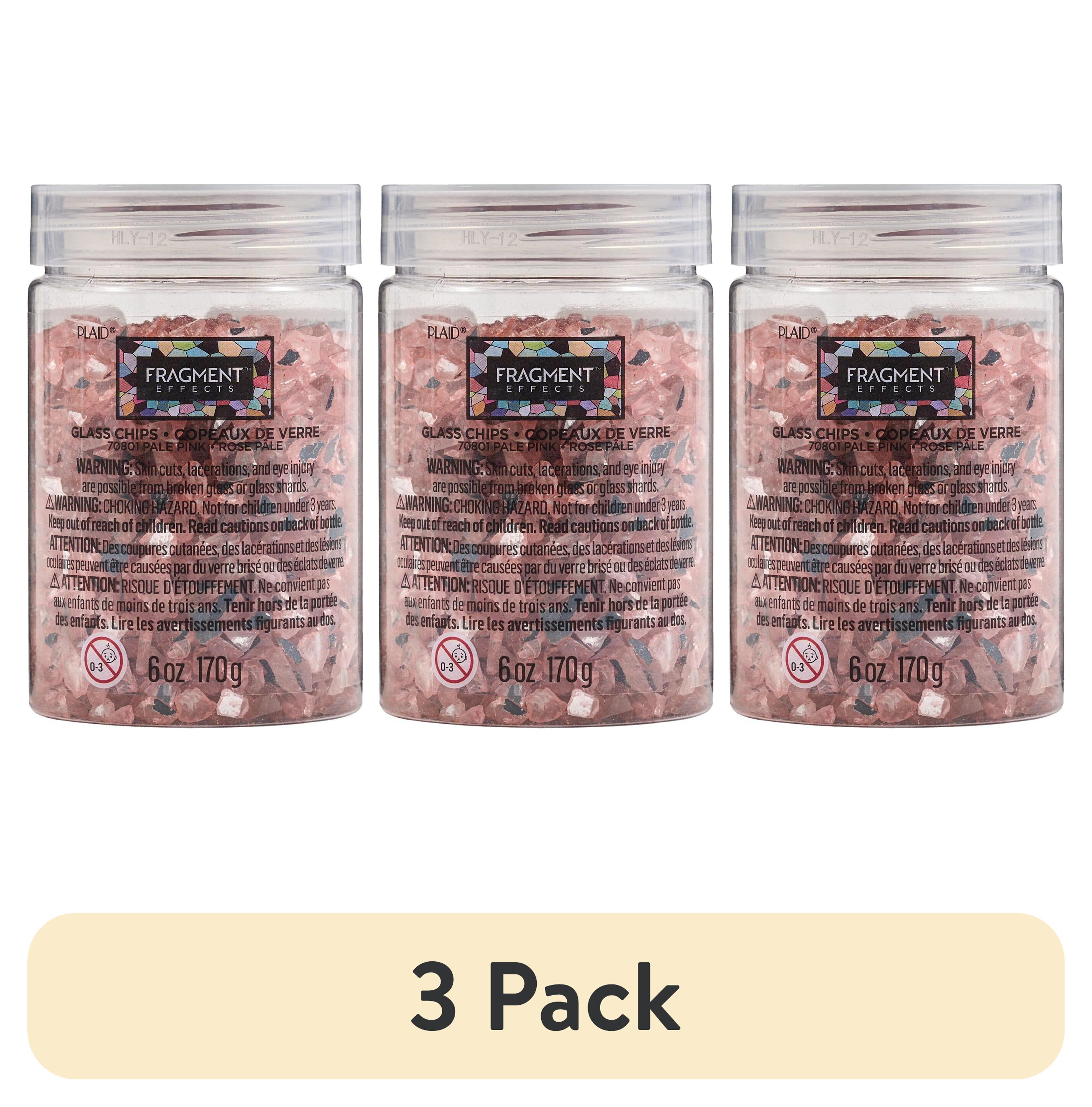 (3 pack) Plaid Fragment Effects Glass Chips, Pale Pink, 6 oz