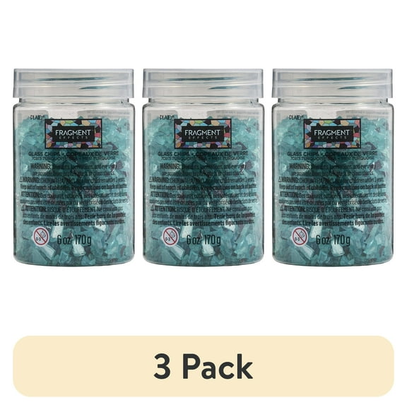(3 pack) Plaid Fragment Effects Glass Chips, Turquoise, 6 oz