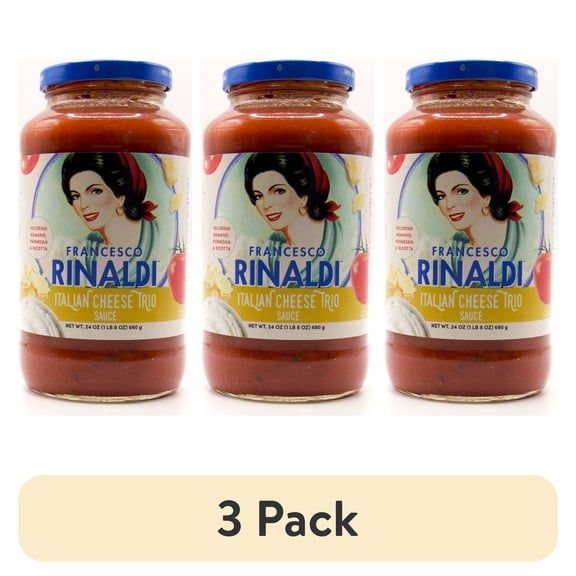 (3 pack) Francesco Rinaldi, Italian Cheese Trio Sauce, 24 oz, Low Fat, Gluten Free
