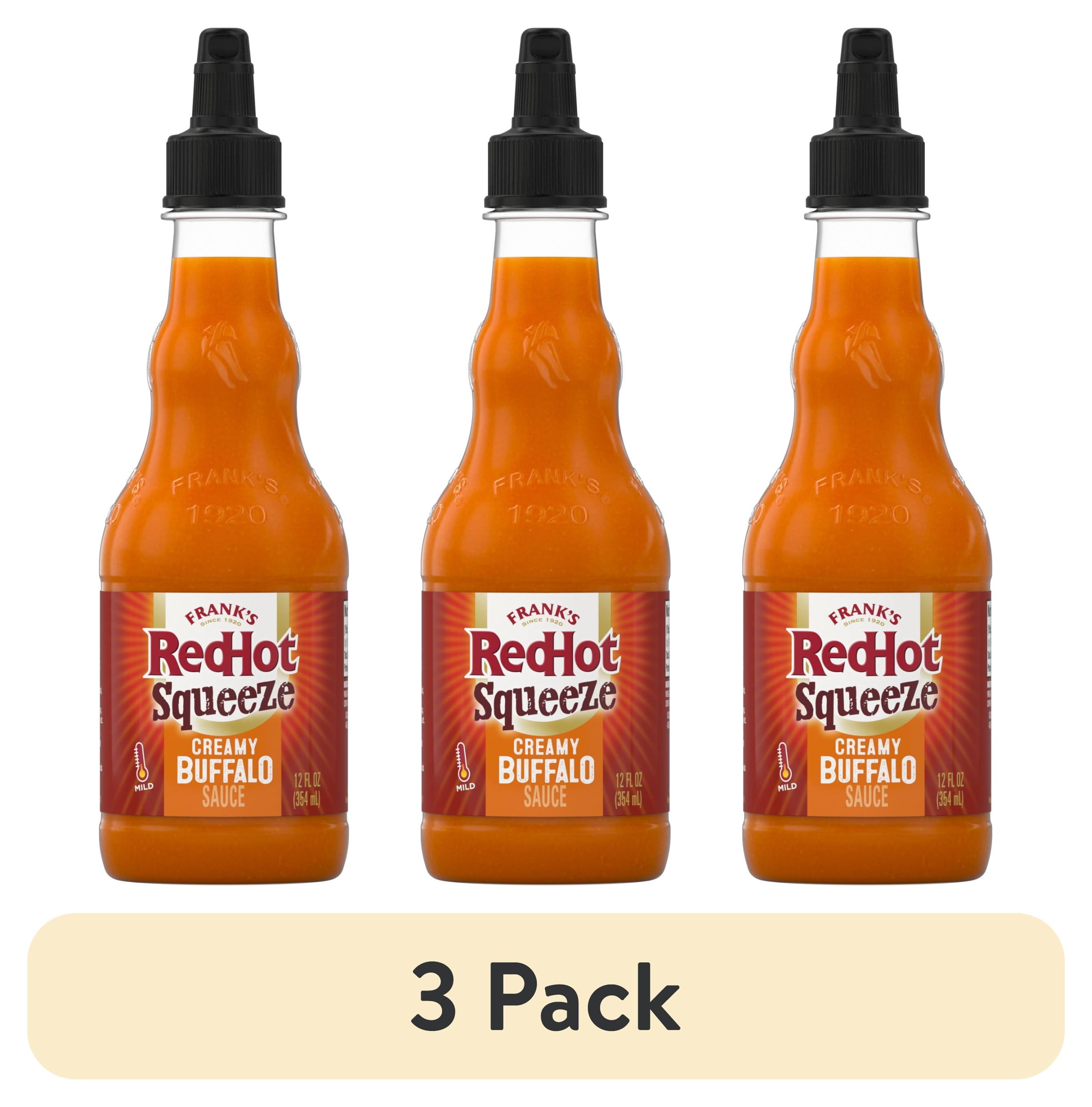 (3 pack) Frank's RedHot Creamy Buffalo Squeeze Hot Sauce, 12.0 fl oz