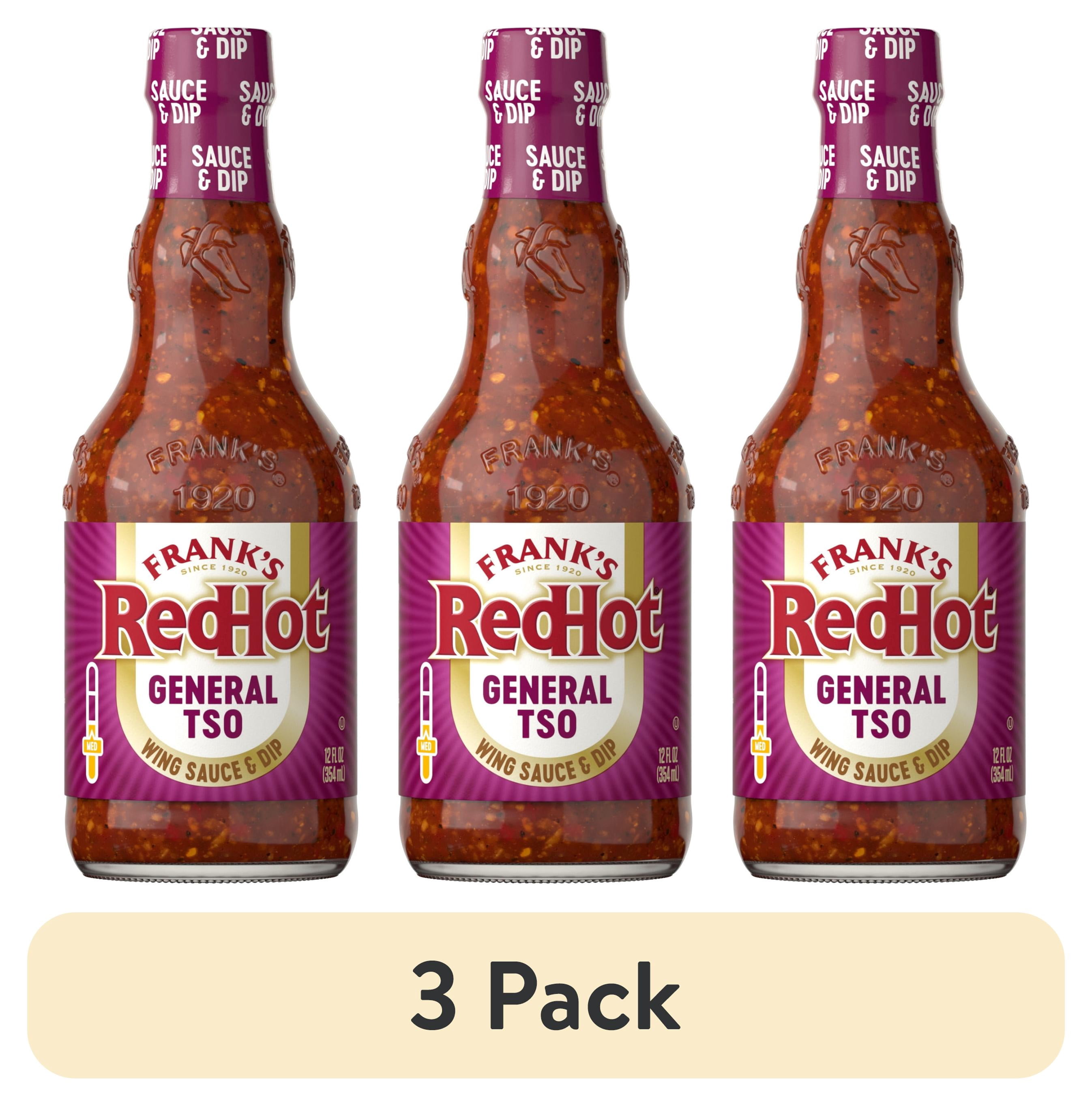 (3 pack) Frank's RedHot Kosher General Tso Wings Sauce, 12.0 fl oz Bottle