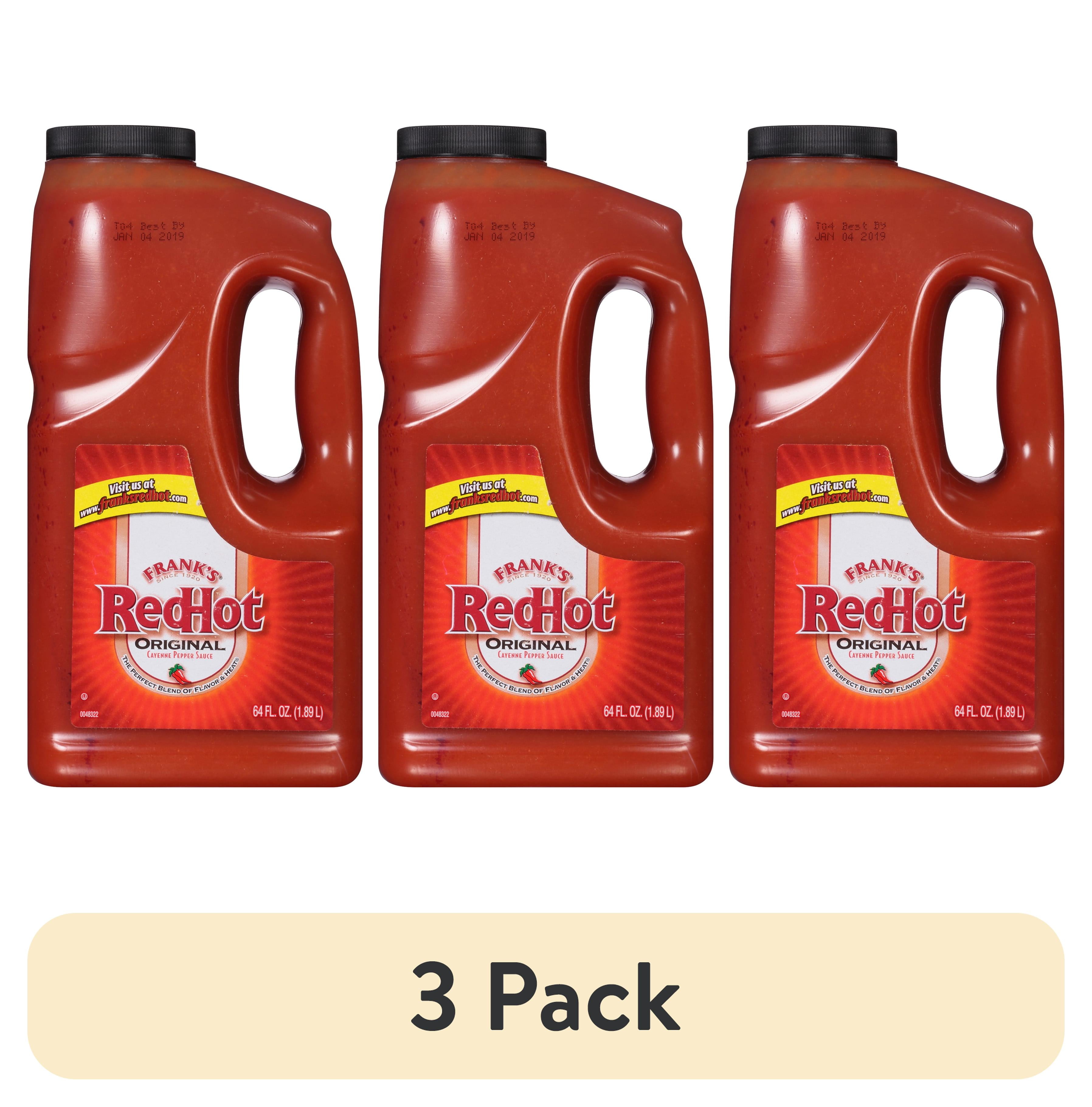 (3 pack) Frank's RedHot Kosher Original Cayenne Pepper Hot Wing Sauce, 64 fl oz Jug