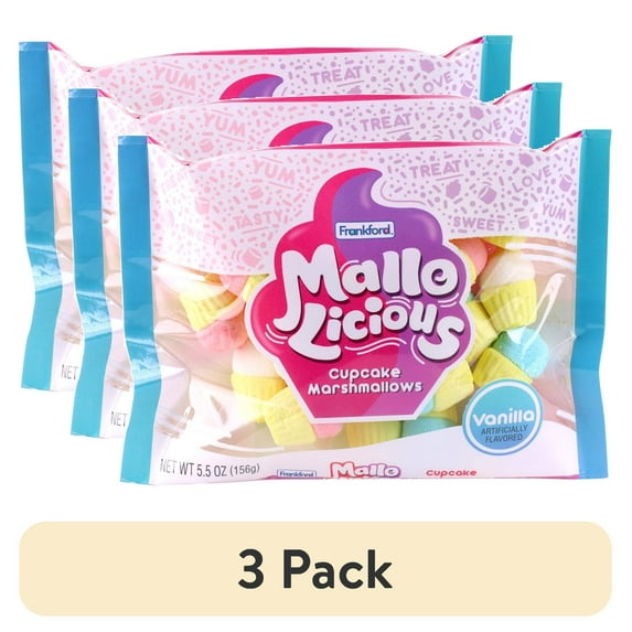 (3 pack) Frankford Mallolicious Vanilla Flavored Cupcake Marshmallows 5.5oz Bag